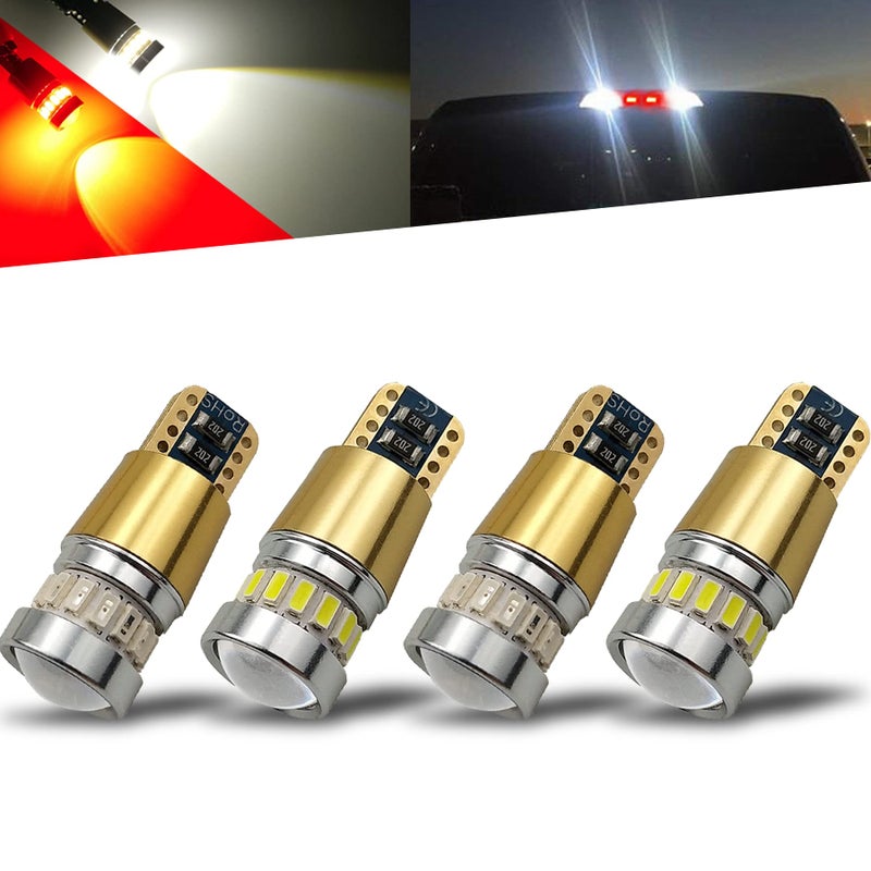 iBrightstar 12-24V Super Bright 194 912 921 168 175 2825 W5W T10 LED Bulbs with projectors for Car Truck 3rd Brake Lamp Cargo Lights, White/Red - Image 1